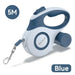 Laisse rétractable automatique Rojeco pour petits chiens et chats - Bleu / 5M - Laisse pour chien