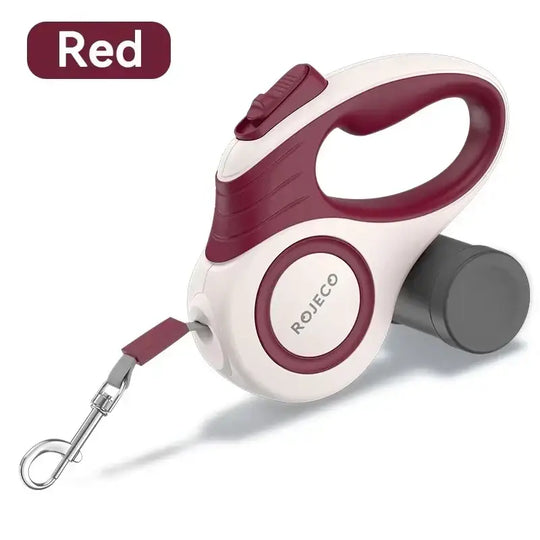 Laisse rétractable automatique Rojeco pour petits chiens et chats - Rouge Nouveaux / 3M - Laisse pour chien