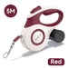 Laisse rétractable automatique Rojeco pour petits chiens et chats - Rouge / 5M - Laisse pour chien