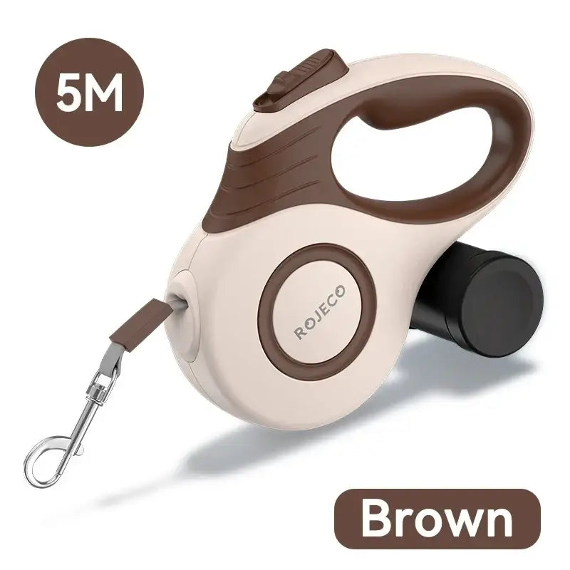 Laisse rétractable automatique Rojeco pour petits chiens et chats - Nouveaux Marron / 3M - Laisse pour chien