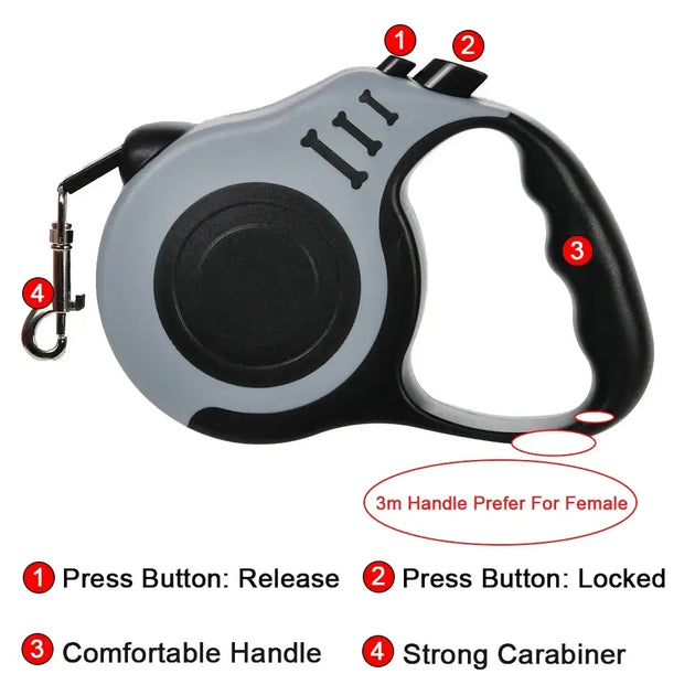 Laisse rétractable chien et chat ergonomique – Multicolore - Laisse pour chien