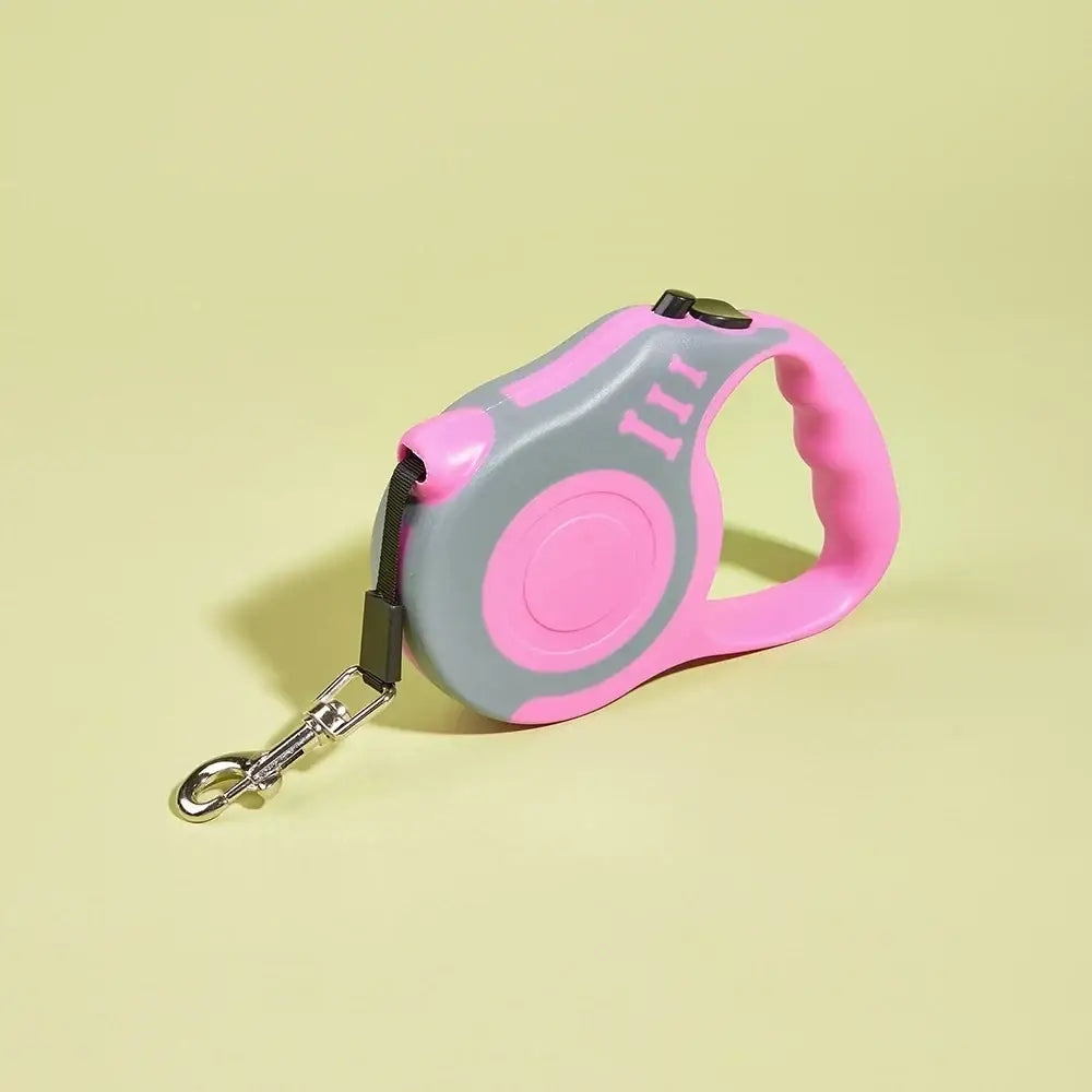 Laisse rétractable chien et chat ergonomique – Multicolore - Rose Gris / 3m - Laisse pour chien