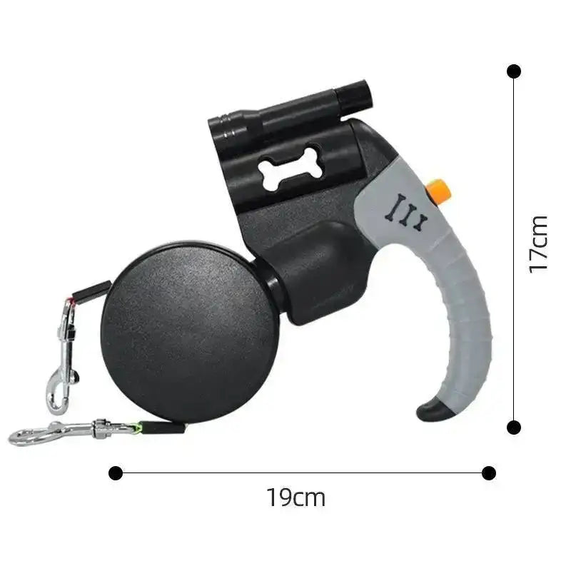 Laisse rétractable double chien 3m avec LED – Noir et gris - Style A Noir - Laisse pour chien