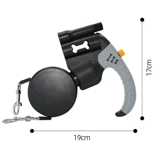 Laisse rétractable double chien 3m avec LED – Noir et gris - Style A Noir - Laisse pour chien