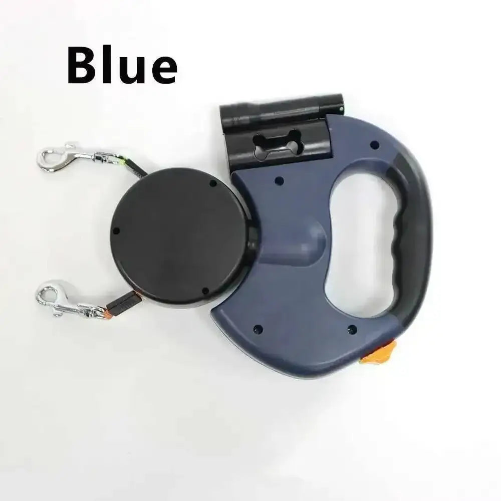 Laisse rétractable double chien 3m avec LED – Noir et gris - Style B Bleu - Laisse pour chien