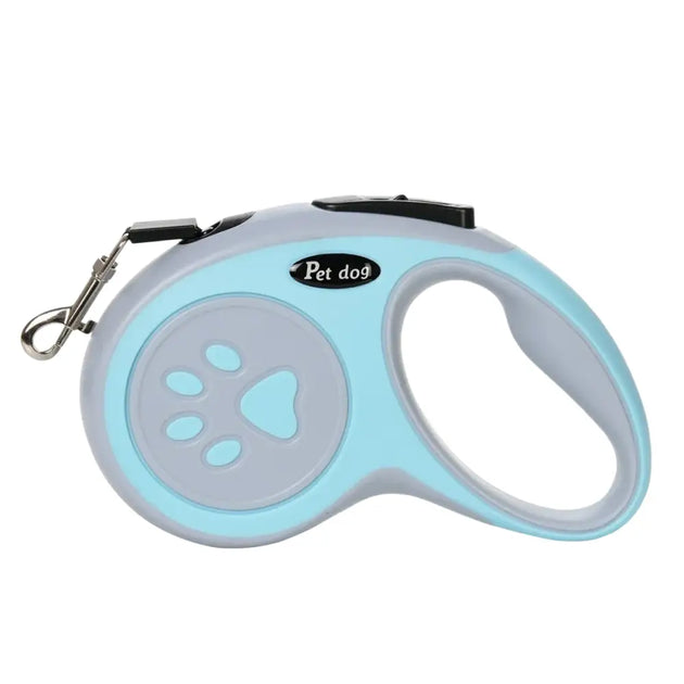 Laisse rétractable pour chien avec motif de patte - Bleu Ciel / 3 Mètres - Laisse pour chien