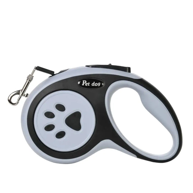 Laisse rétractable pour chien avec motif de patte - Noir / 3 Mètres - Laisse pour chien