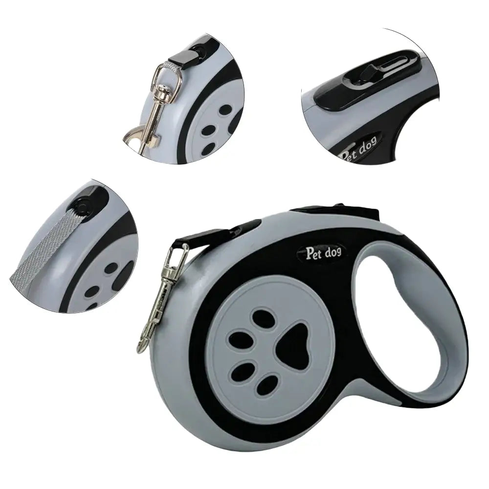 Laisse rétractable pour chien avec motif de patte - Laisse pour chien
