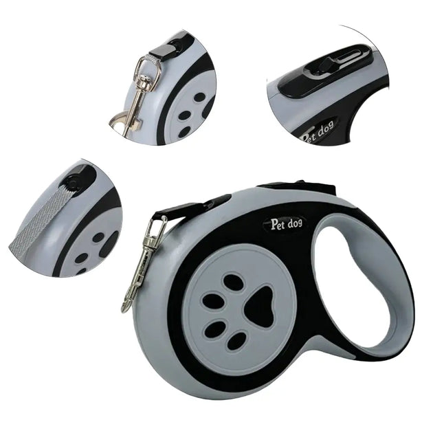 Laisse rétractable pour chien avec motif de patte - Laisse pour chien