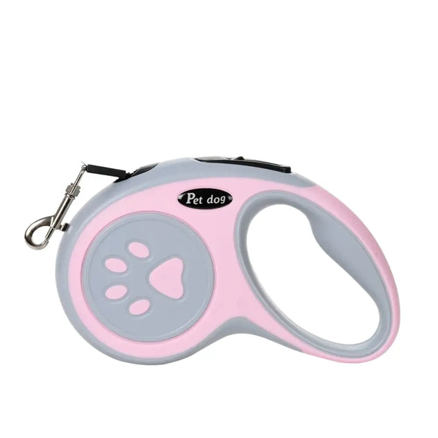 Laisse rétractable pour chien avec motif de patte - Rose / 3 Mètres - Laisse pour chien