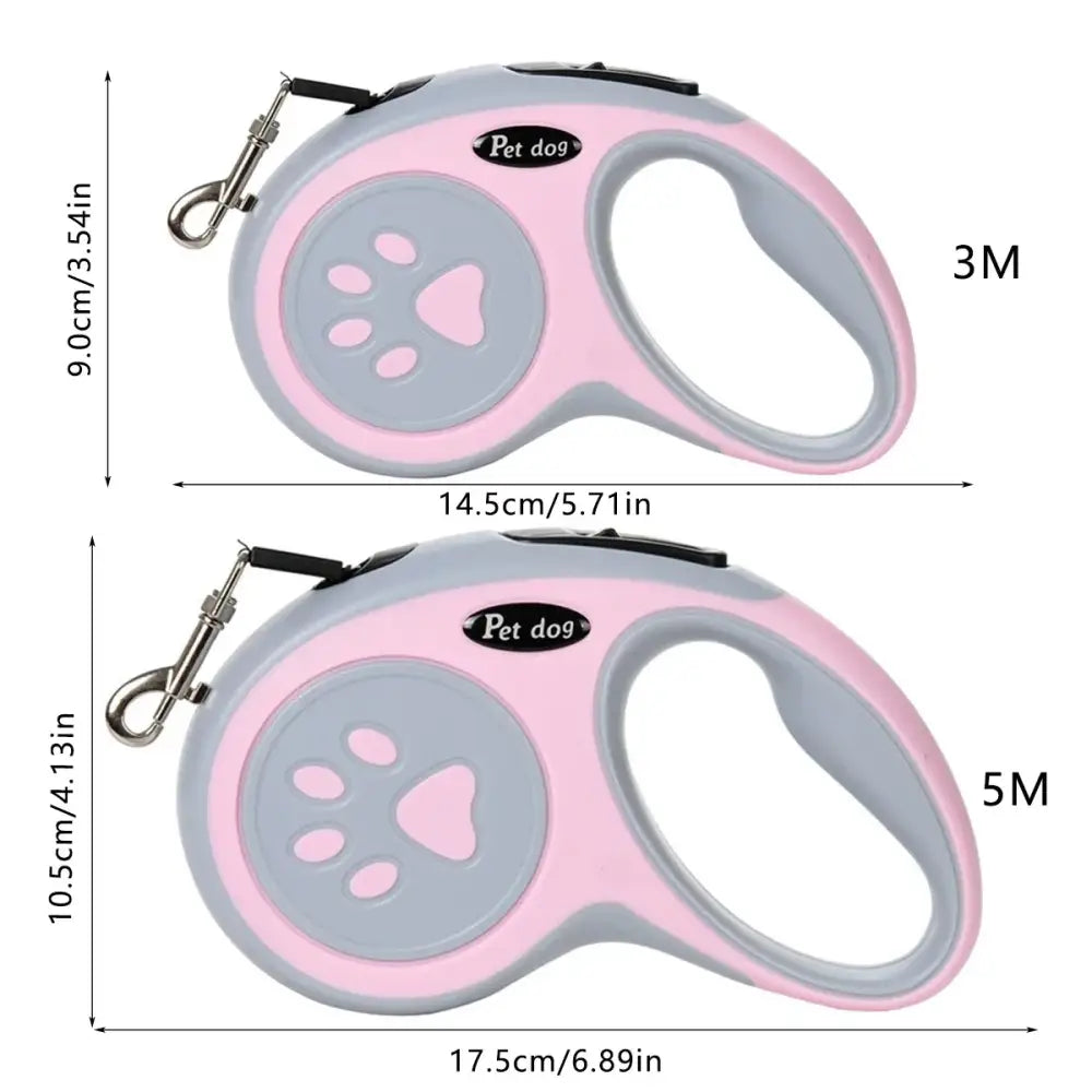 Laisse rétractable pour chien avec motif de patte - Laisse pour chien