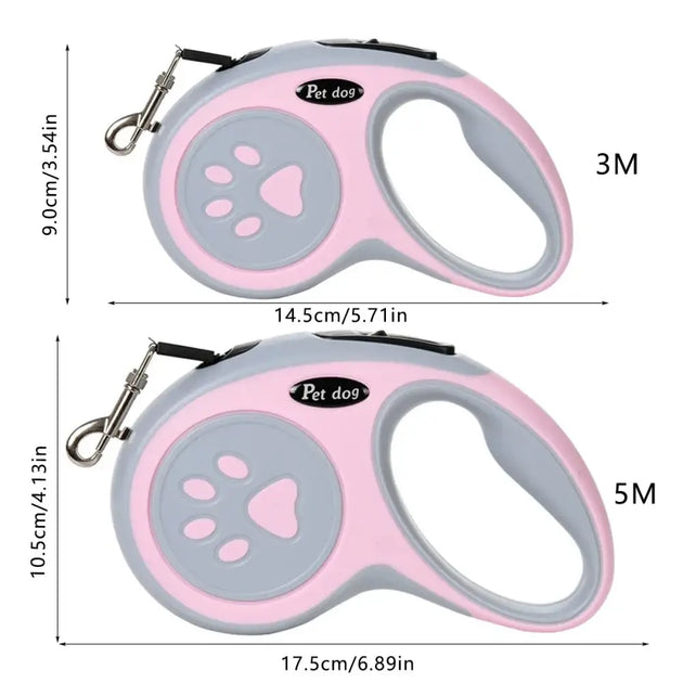 Laisse rétractable pour chien avec motif de patte - Laisse pour chien