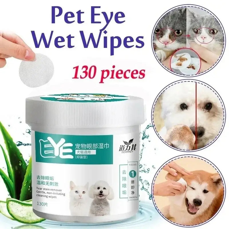Lingettes Nettoyantes pour Yeux de Chiens et Chats 130 Pièces - Titre par défauts - Lingettes nettoyantes pour chien