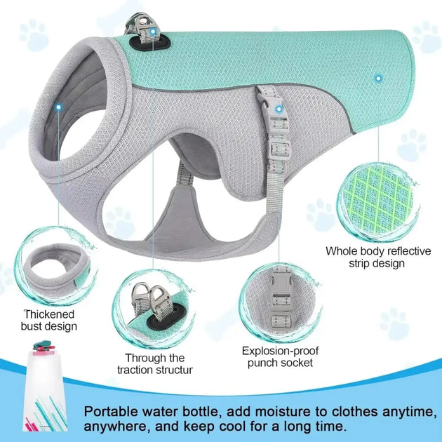 New Ice Cooling Dog Vest Summer Mesh Clothes for Small Medium Large Dogs Outdoor Pet Cool Down Jackets Breathable Dog