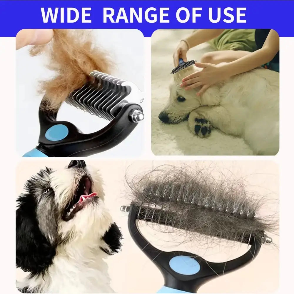 Peigne toilettage chien et chat démêlant – Bleu et noir - Brosse pour chien