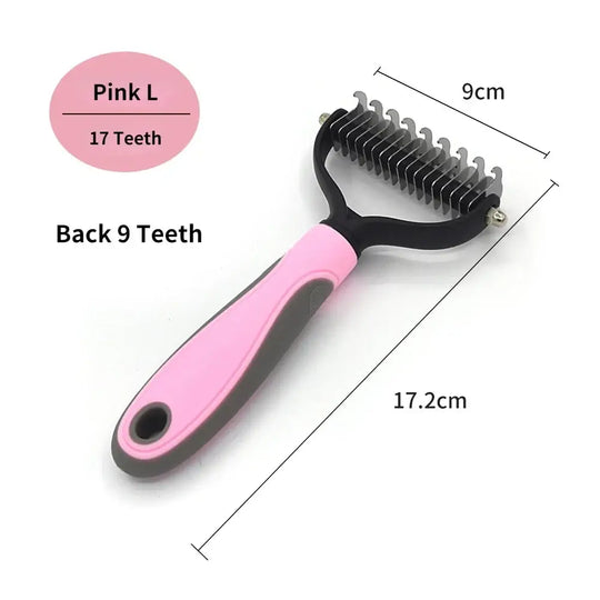 Peigne toilettage chien et chat démêlant – Bleu et noir - Rose L - Brosse pour chien