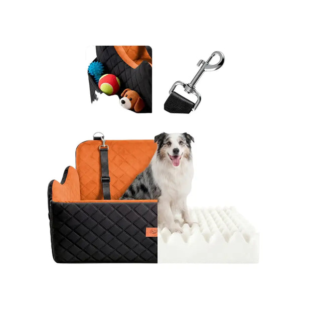 Siège auto à mémoire de forme pour chien avec rangement - Siège auto pour chien
