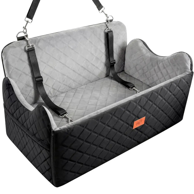 Siège auto à mémoire de forme pour chien avec rangement - Noir et Gris / Allemagne - Siège auto pour chien