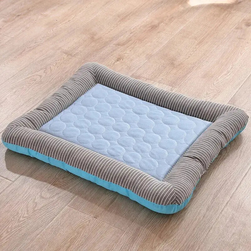 Tapis de refroidissement chien et chat matelassé – Bleu et gris - Panier pour chien