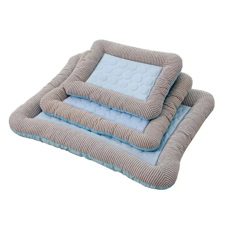 Tapis de refroidissement chien et chat matelassé – Bleu et gris - Panier pour chien