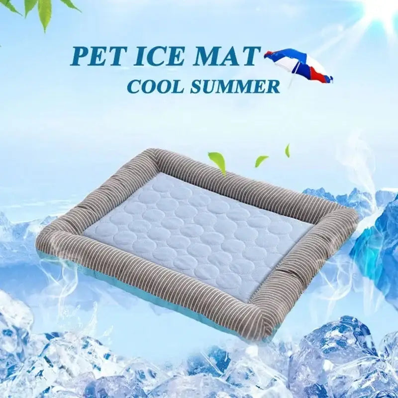 Tapis de refroidissement chien et chat matelassé – Bleu et gris - Panier pour chien
