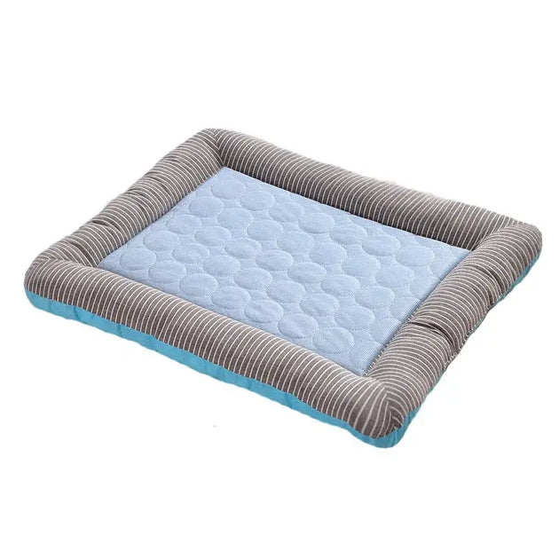 Tapis de refroidissement chien et chat matelassé – Bleu et gris - Bleu / S 45X35CM - Panier pour chien