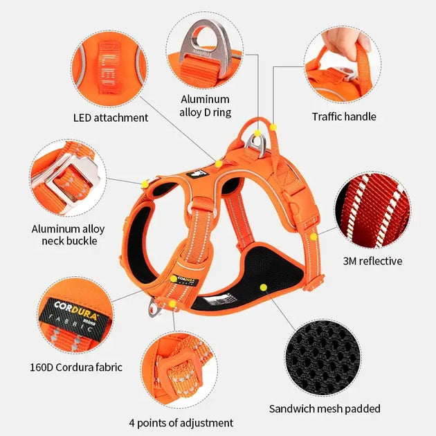 TRUE LOVE Pet Harness No Pull Nylon Reflective Dog Harness Adjustable Comfortable Control Step-in Brilliant Truelove